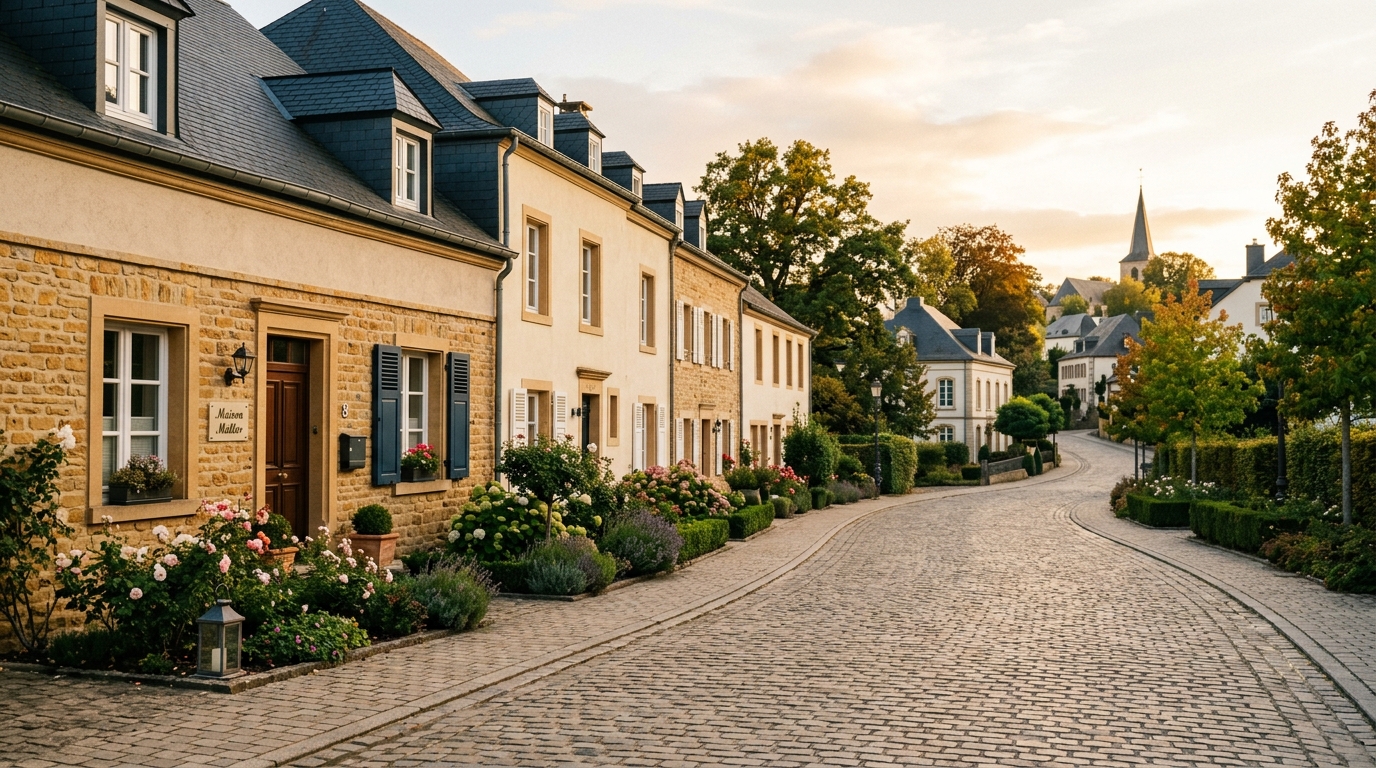 Rue résidentielle à Mamer, Luxembourg